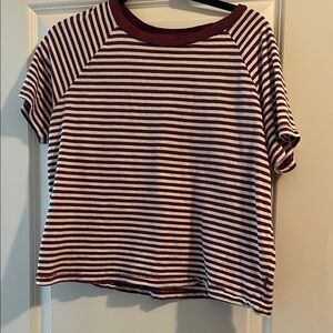 Levi’s Striped Maroon and White Cropped Tee